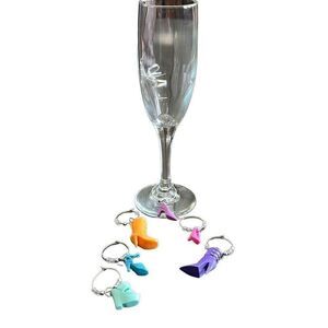 Handmade wine charms with Barbie shoe pendants